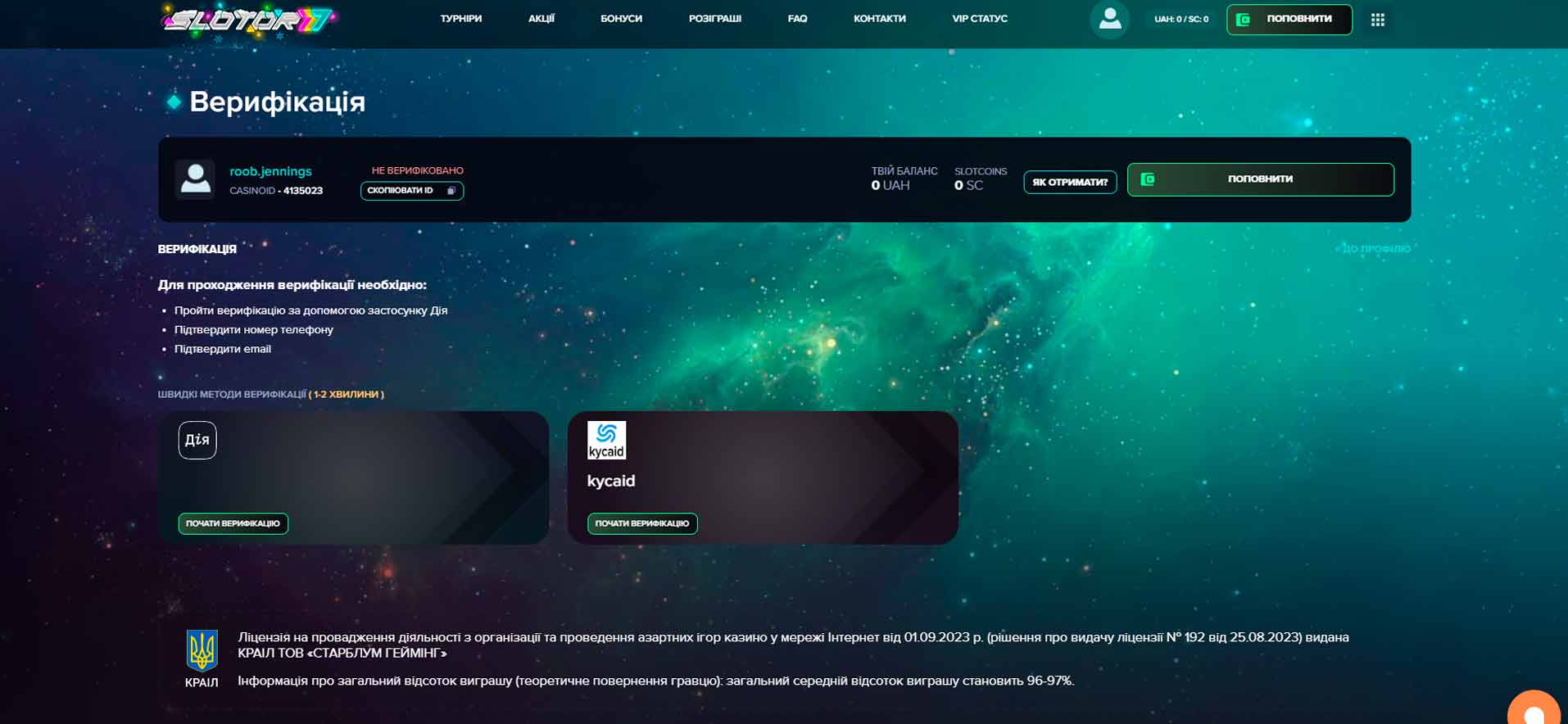 slotor 777 верификация